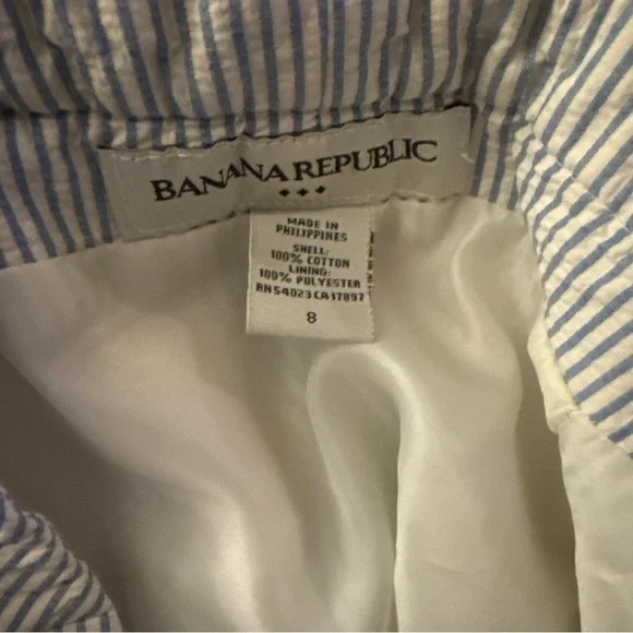 Banana Republic Strapless Cotton Blue And White Seersucker Dress Size 8 - Picture 7 of 7